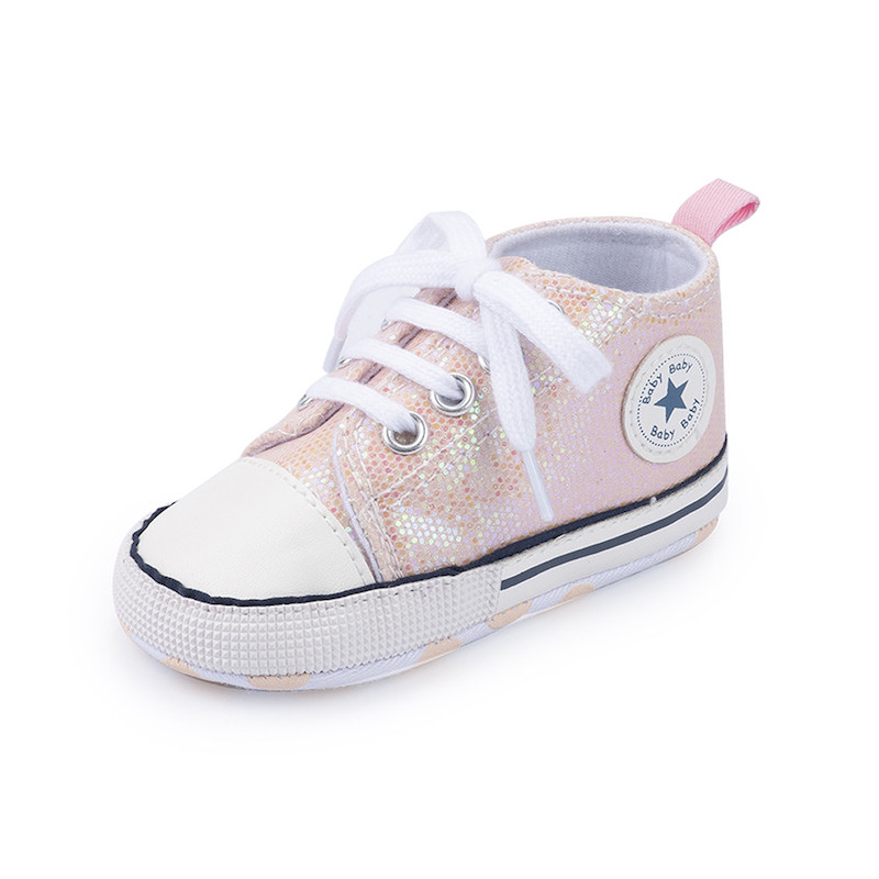 First Walker Casual sequins canvas shoes soft sole prewalker toddler baby Ankle shoes Pink